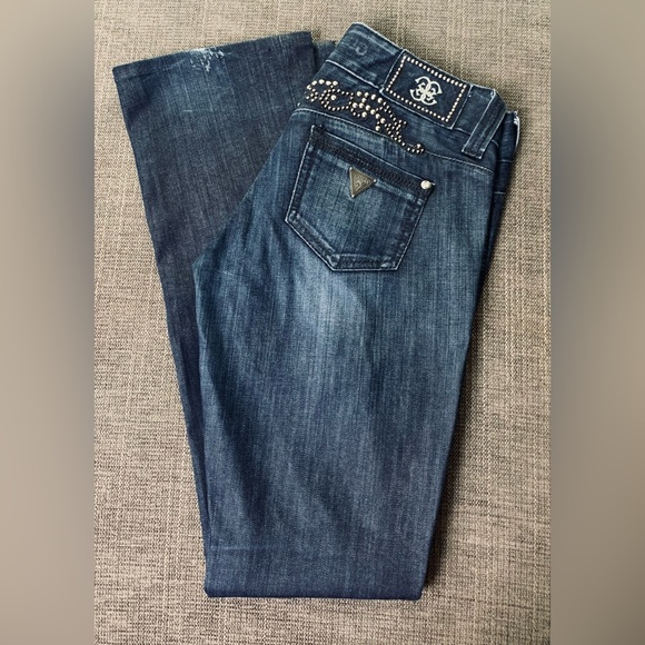 Guess Premium Daredevil Boot Cut Stretch Studded Jeans - Picture 2 of 11